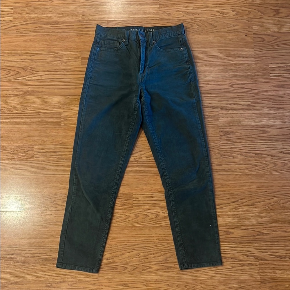 American Eagle Dark Green Corduroy Mom Jeans